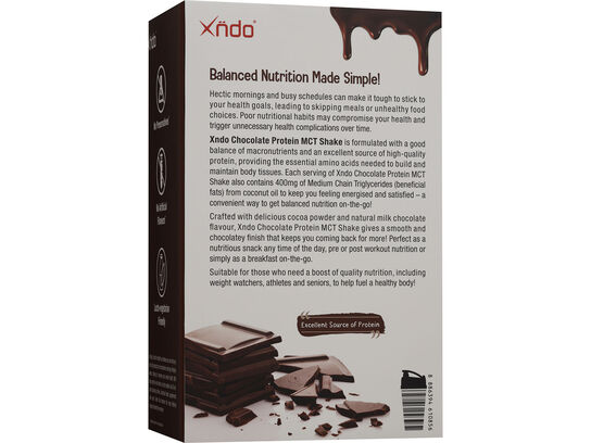 Xndo Protein MCT Chocolate Shake Back Panel