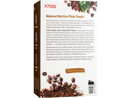 Xndo Protein MCT Coffee Latte Shake Back Panel