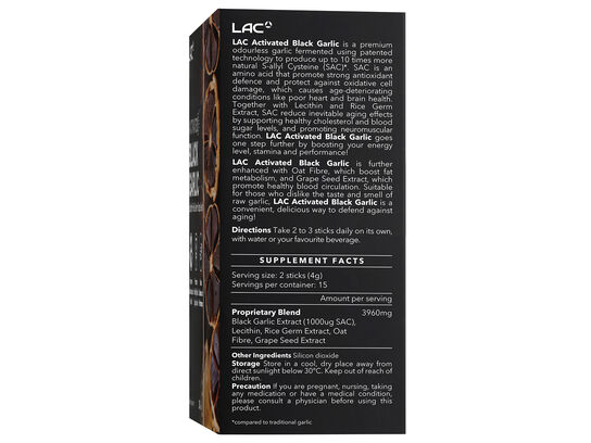 LAC Activated Black Garlic English Side Panel Packaging Box