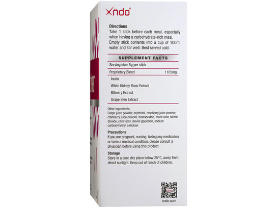 Xndo Xcarb Raspberry Grape Carb Blocker - Right Panel Pkg Box